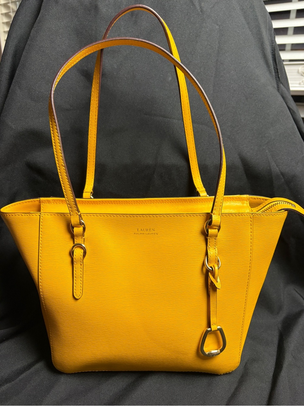 Lauren Ralph Lauren Yellow Leather Tote with Double Straps
